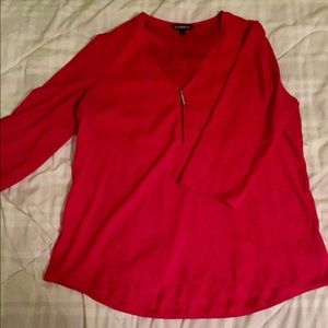 LIKE NEW L EXPRESS Silky Zip Front Gramercy Tee